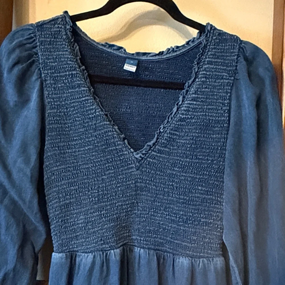 Old Navy Deep Blue Long Sleeve Denim Dress - Picture 3 of 5